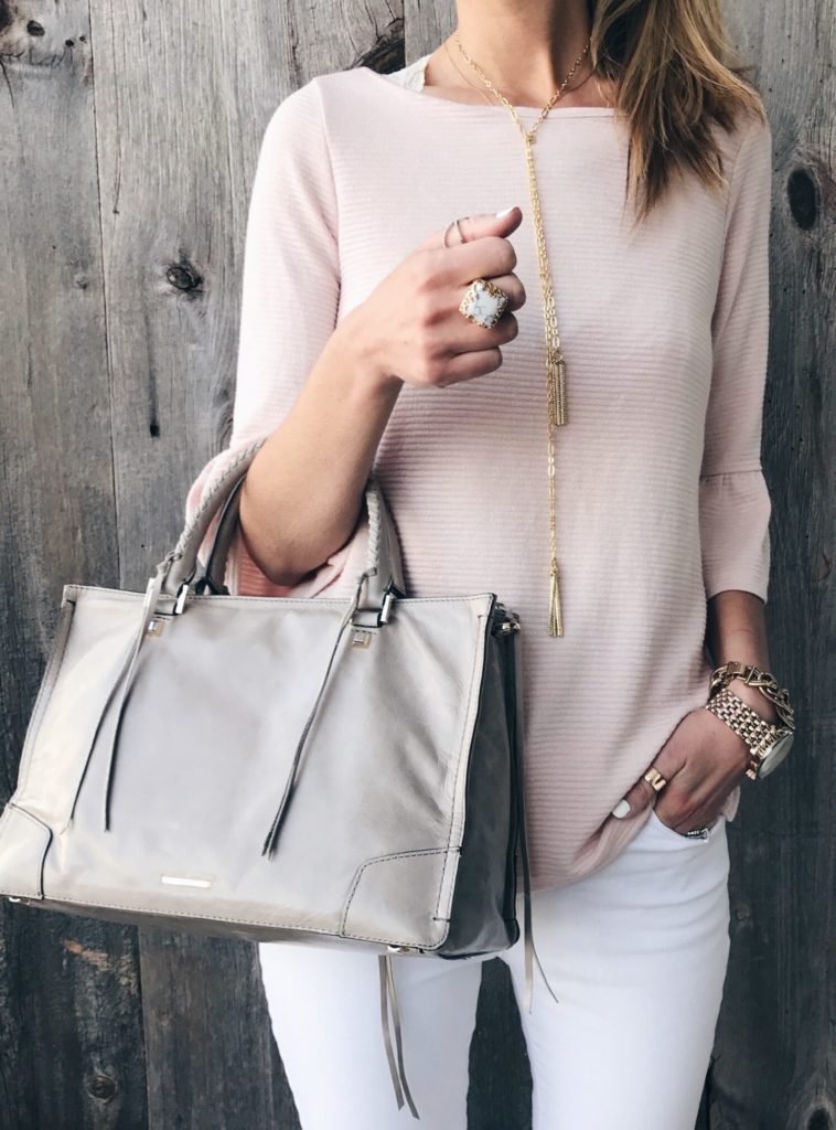 spring pink women's ruffle sleeve top