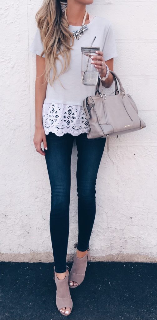 august instagram round-up - eyelet hem tee and skinny jeans outfit august instagram round-up - eyelet hem tee and skinny jeans outfit