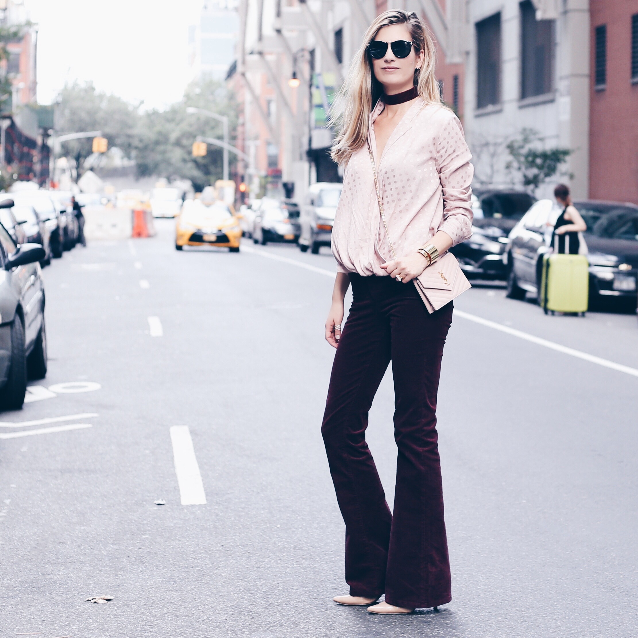 burgundy and blush outfit