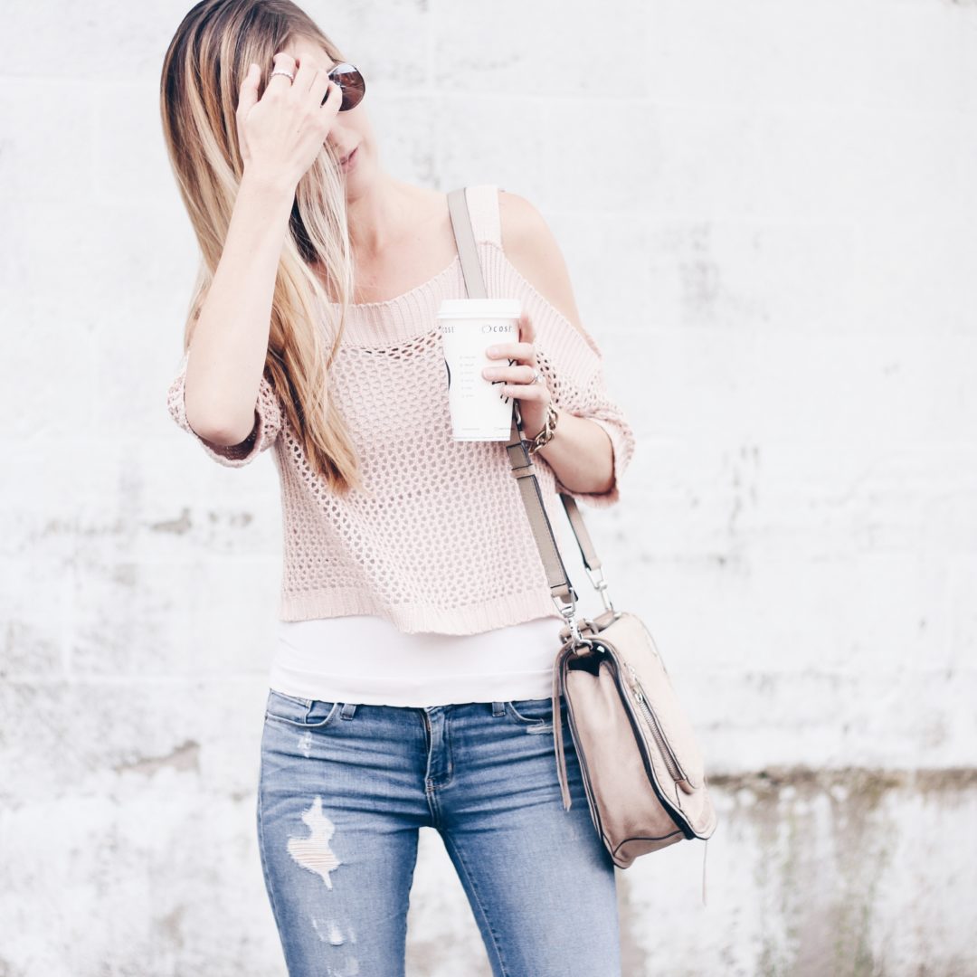 Amaya Ribbed Knit Cold Shoulder Sweater main image 1