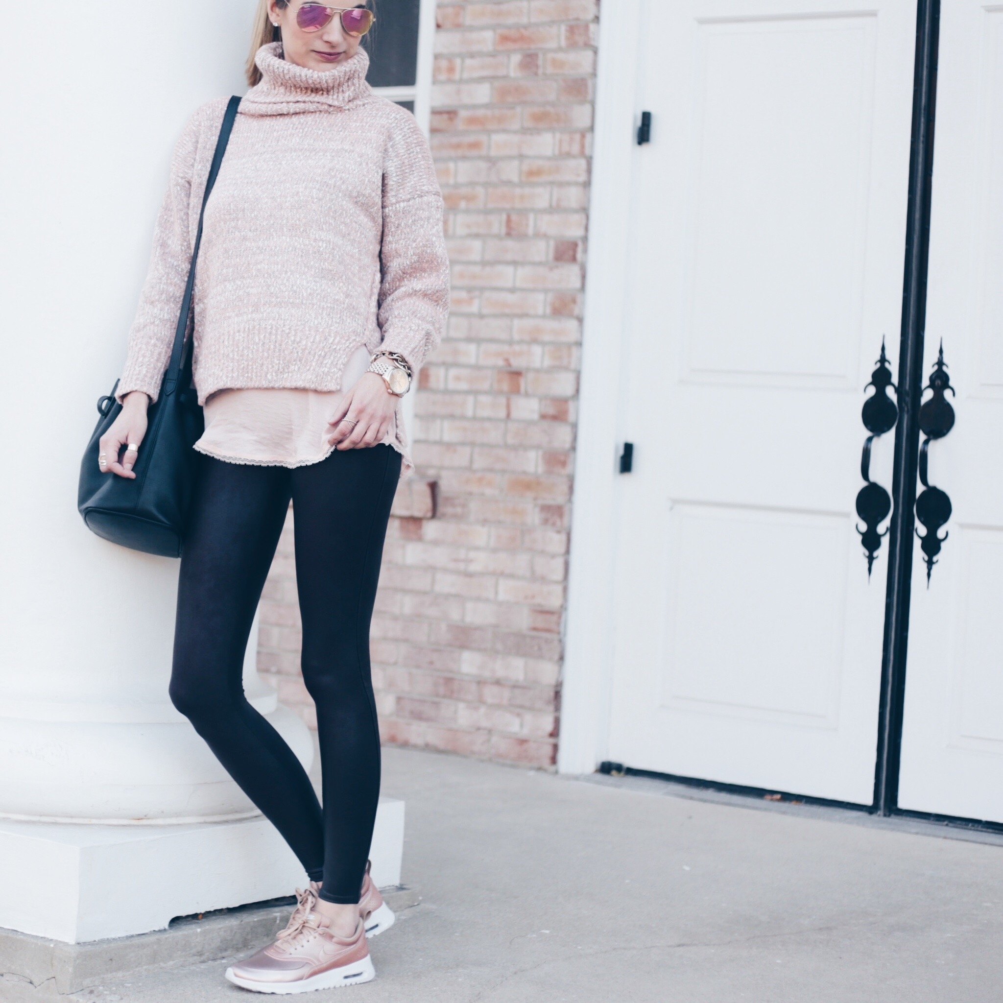 rose sneakers outfit