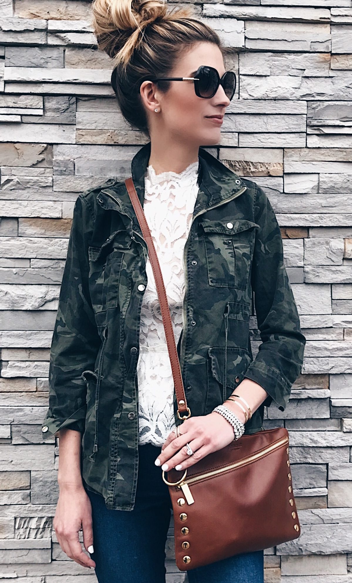 peplum camo jacket