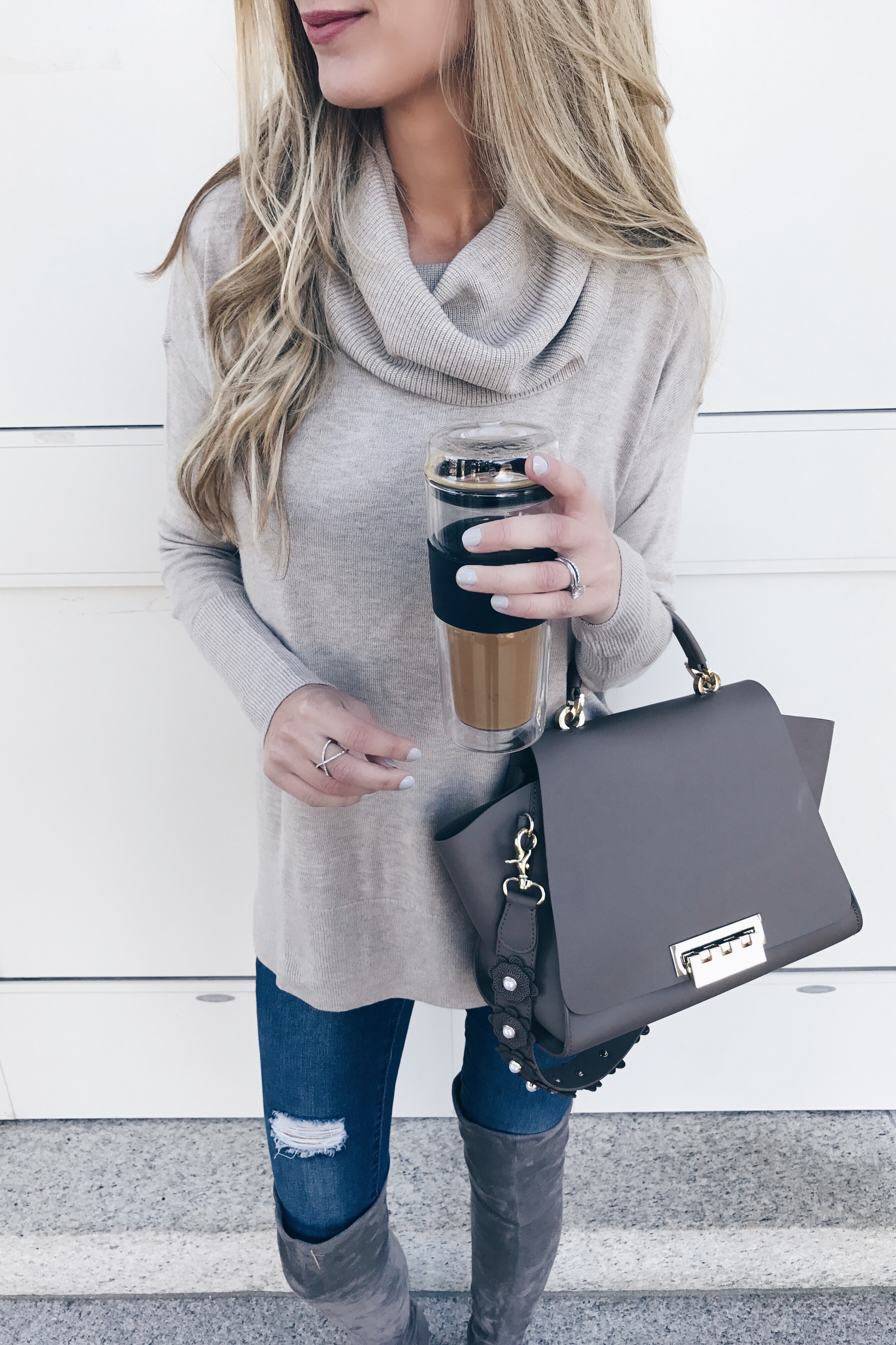 cowl neck tunic sweater