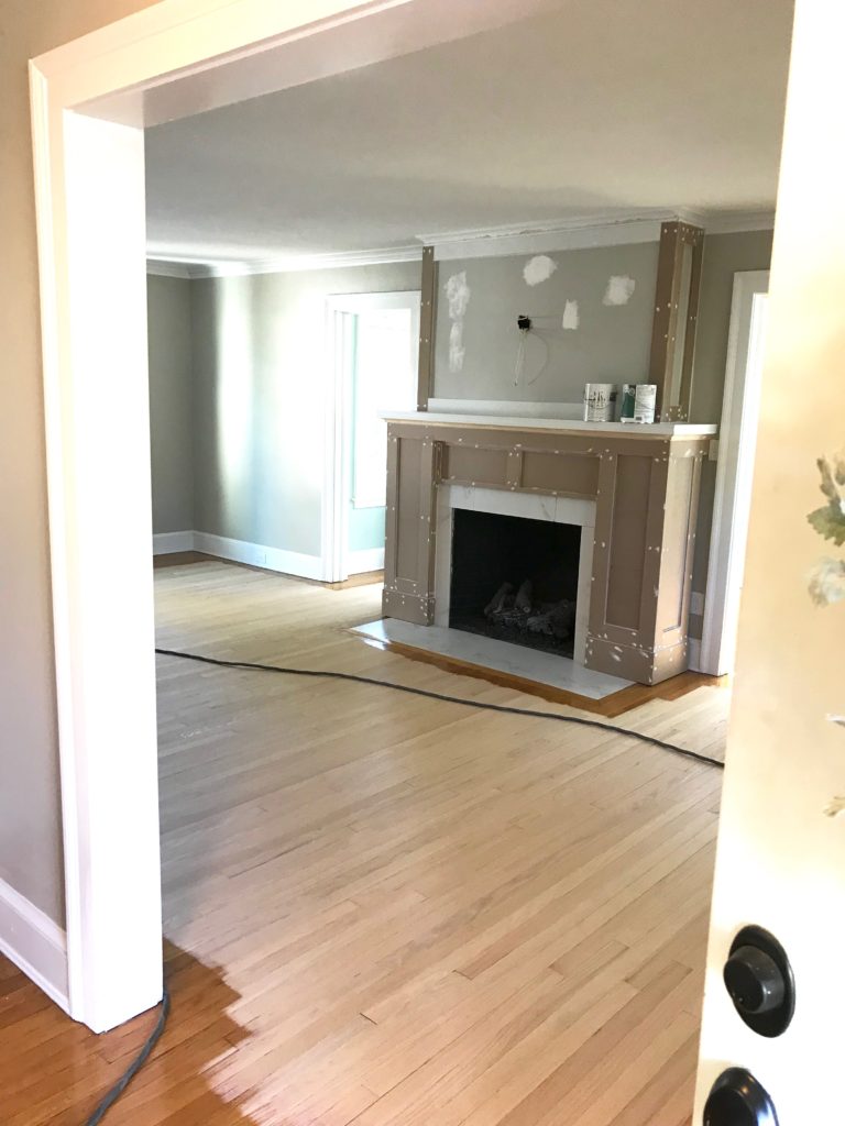 fireplace before and after photos - hiding the wires for the TV to be mounted above