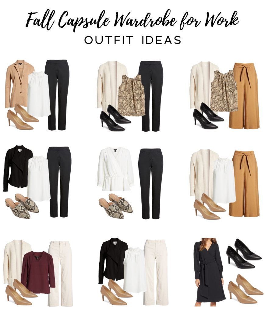 styling and outfit ideas for a fall capsule wardrobe for work on pinteresting plans blog