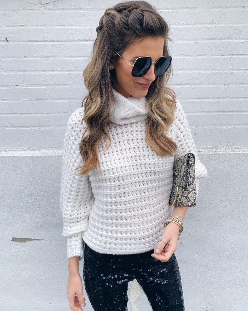 Express cream oversized cow neck knit dolman sweater