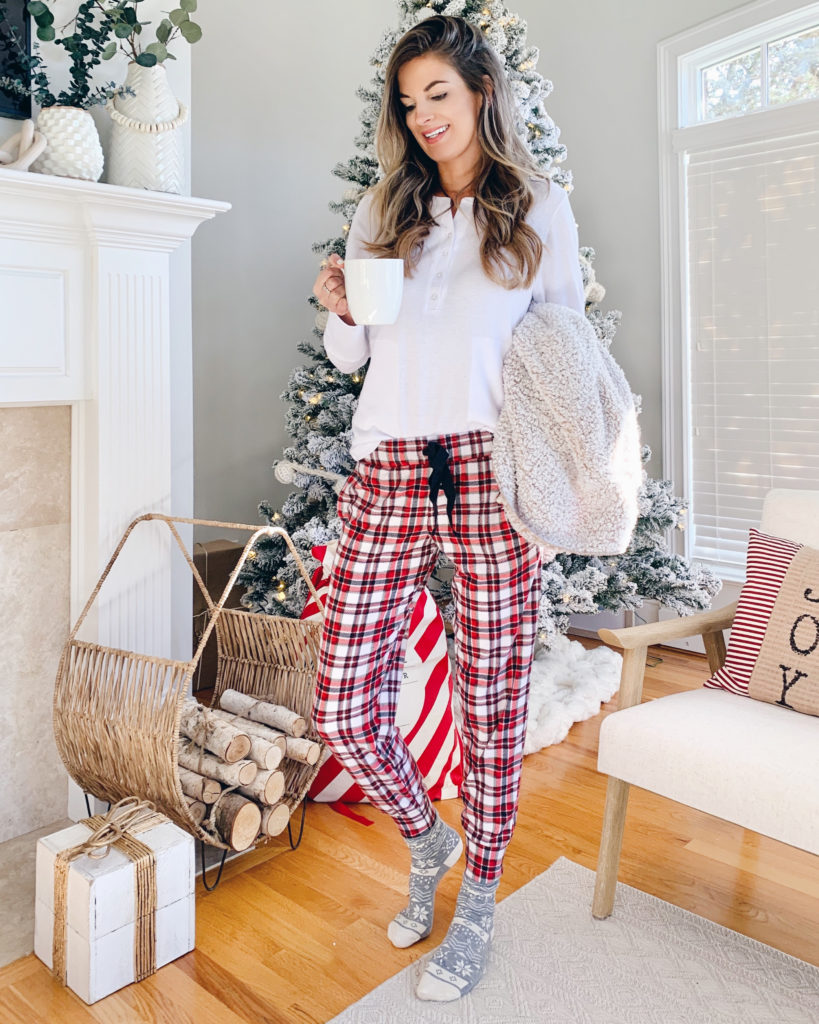 christmas holiday red plaid pajama jogger pants for tall women - pinteresting plans blog