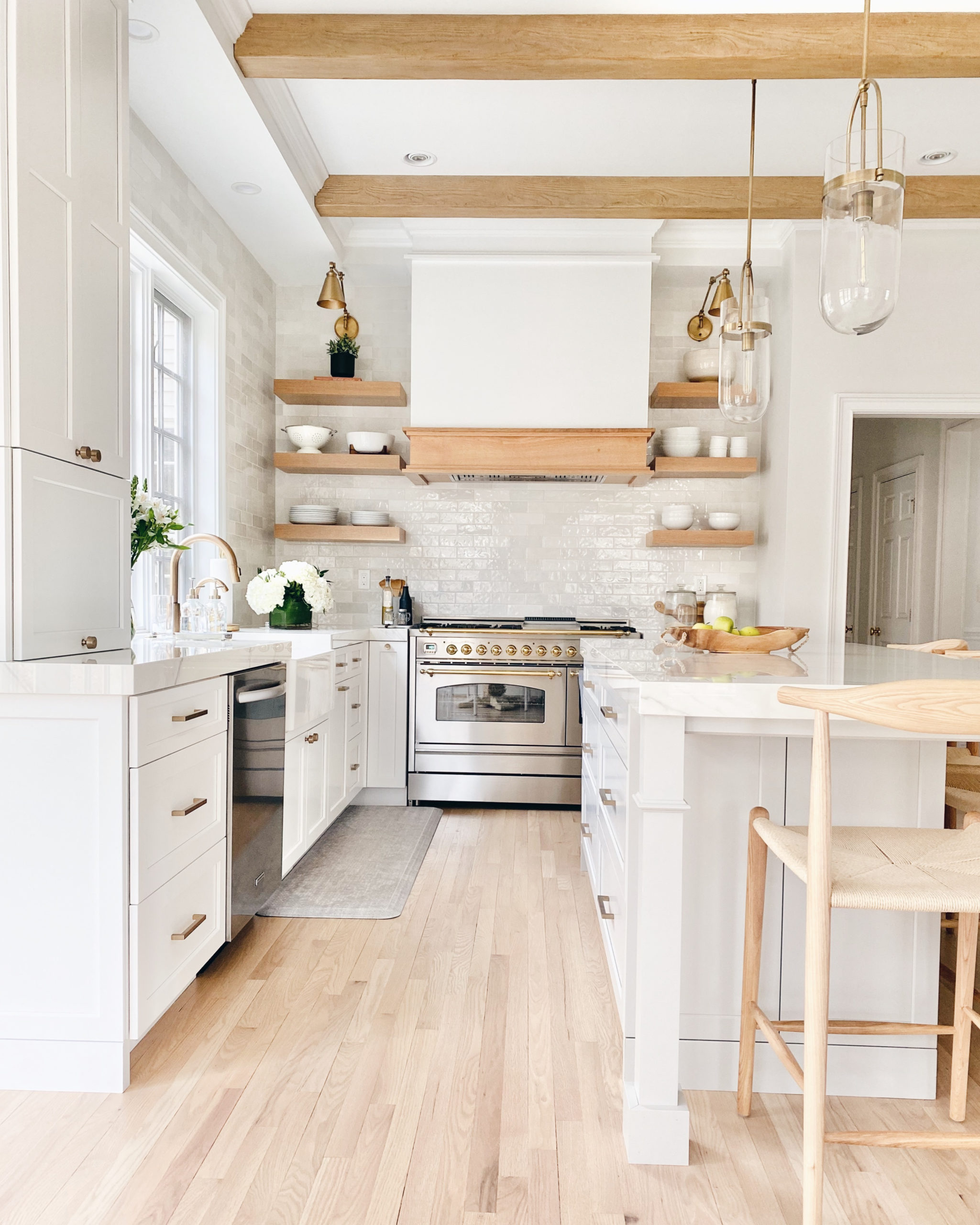 White And Wood Kitchen Remodel Reveal, White Kitchen Open Shelving